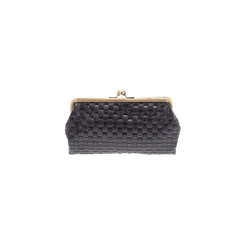 VGUC Kimchi Blue Black Clutch Vegan Leather Open Wide Gold Clasps Multi Pockets